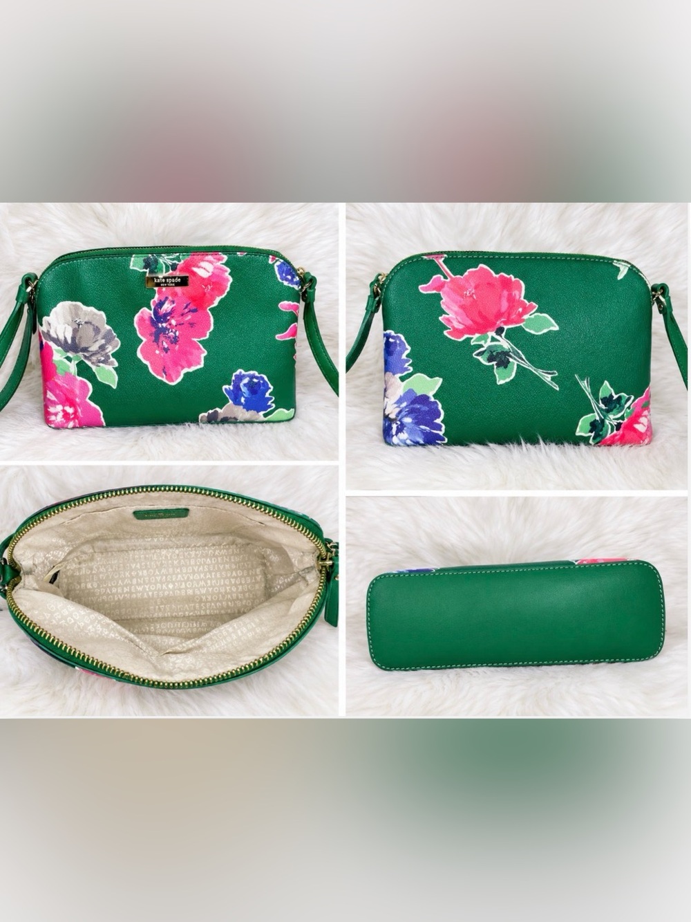 Vera Bradley Floral Green & Pink Crossbody Bag Like New